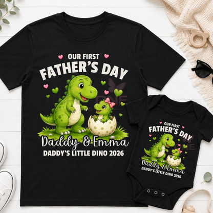 Personalised Dinosaur Daddy & Me First Father's Day Matching Set | Daddy's Little Dino