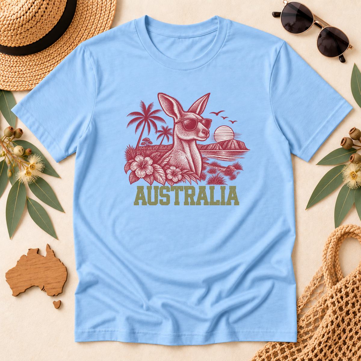 Australia Kangaroo T-Shirt – Retro Tropical Sunglasses Design