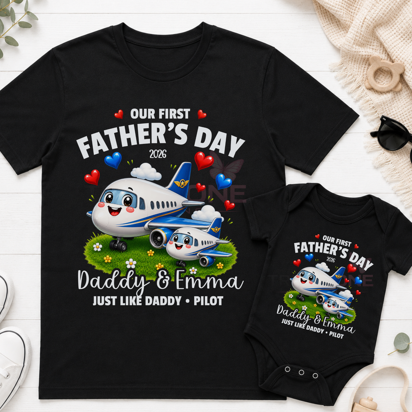 Personalised Pilot Daddy & Me First Father's Day Matching Set