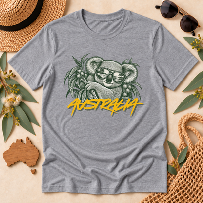 Australia Koala T-Shirt – Sunglasses & Eucalyptus Design