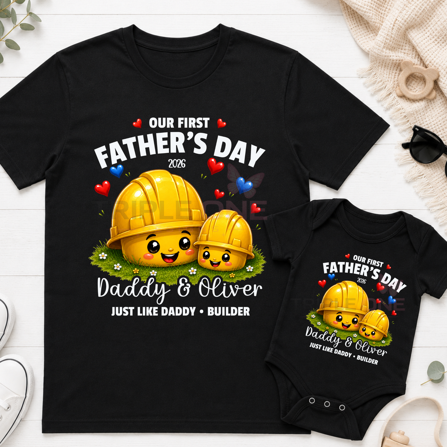 Personalised Builder Daddy & Me First Father's Day Matching Set