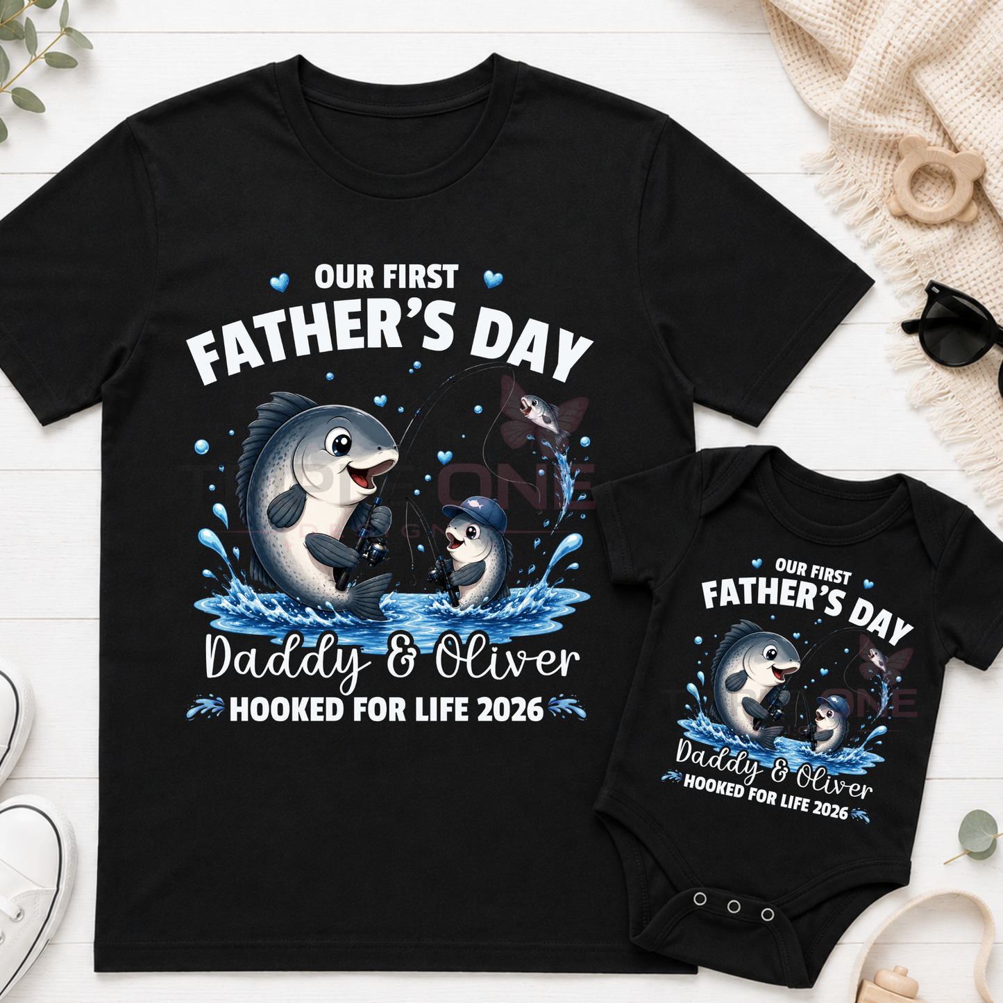 Personalised Fishing Daddy & Me First Father's Day Matching Set