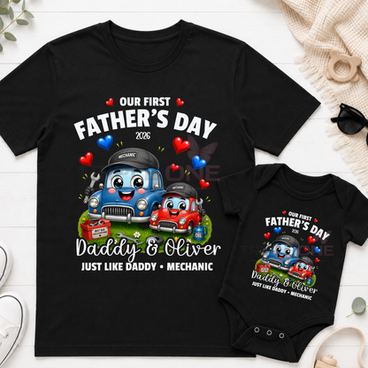Personalised Mechanic Daddy & Me First Father's Day Matching Set