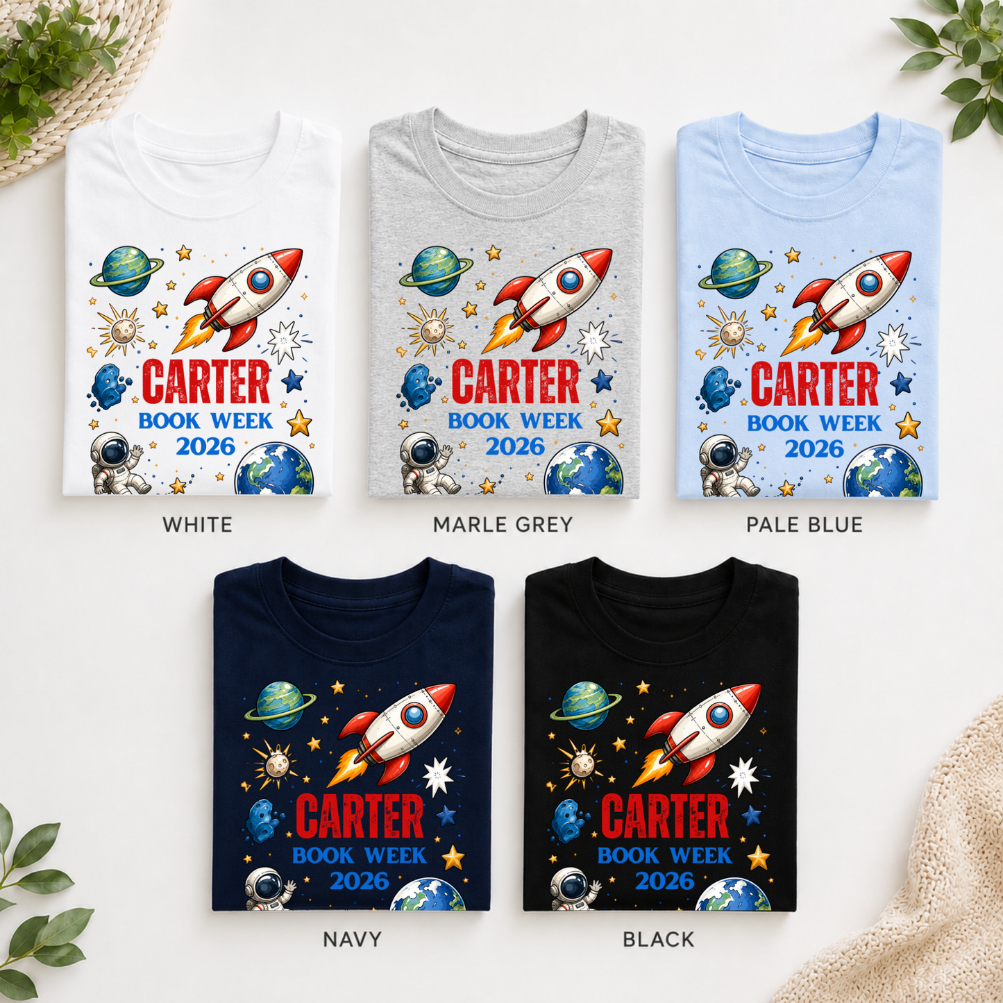 Personalised Space Book Week 2026 Shirt – Kids & Adults