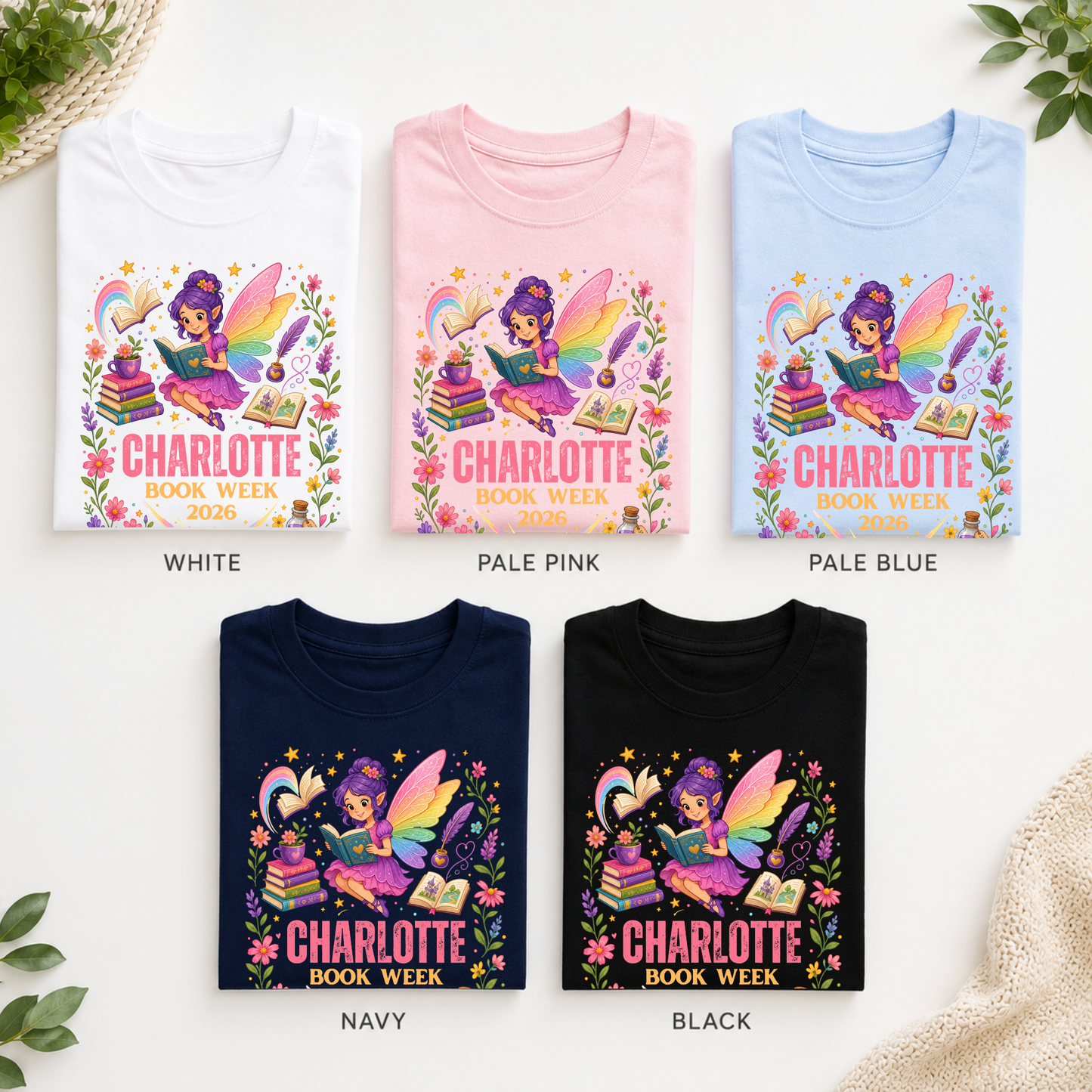 Personalised Reading Fairy Book Week 2026 Shirt – Kids & Adults