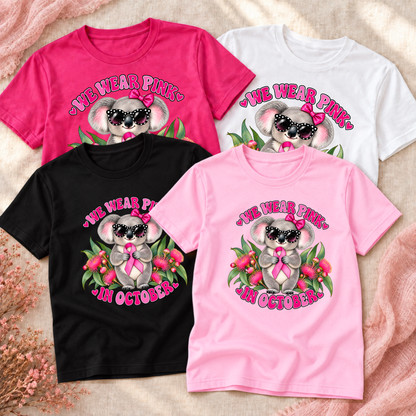We Wear Pink in October Koala Breast Cancer Awareness Shirt