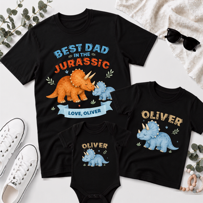 Personalised Dad & Child Dinosaur Matching Shirts