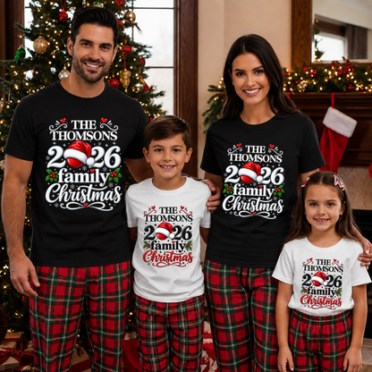 Personalised Family Christmas T-Shirt – Custom Name & Year