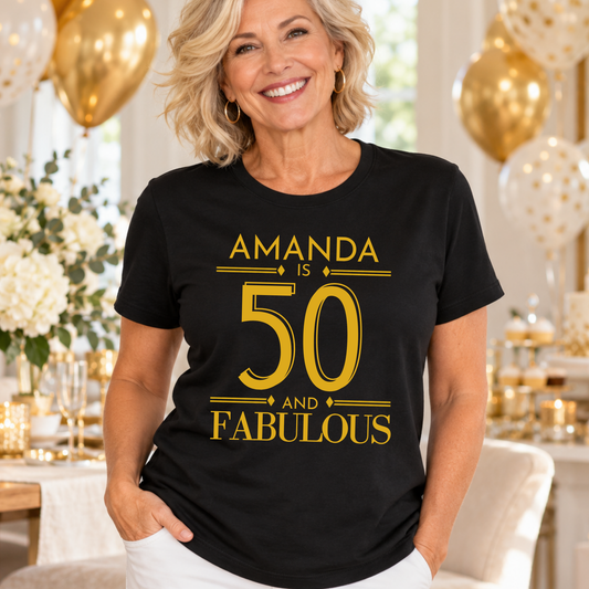Personalised Name & Age Fabulous T-Shirt