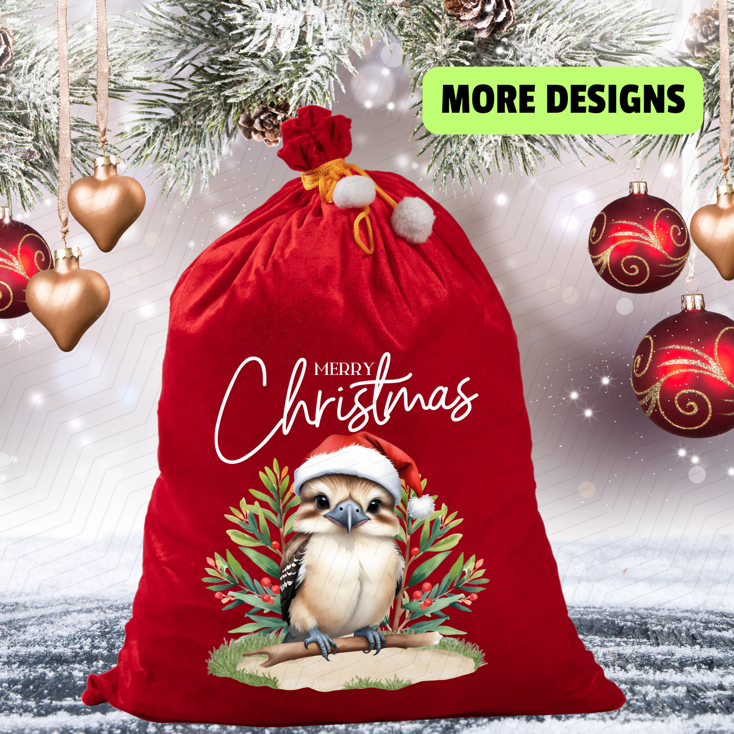 Australian Animals Red Velvet Santa Sack