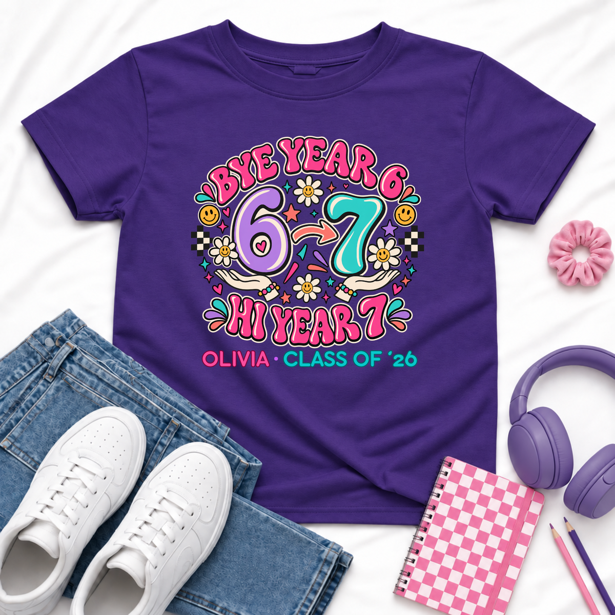 Personalised Year 6 Graduation Shirt Bye Year 6 Hi Year 7