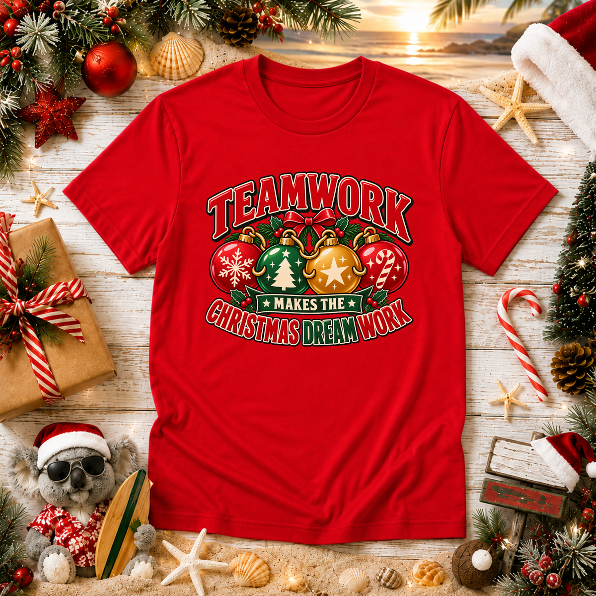 Teamwork Makes the Christmas Dream Work T-Shirt – Staff Christmas Tee