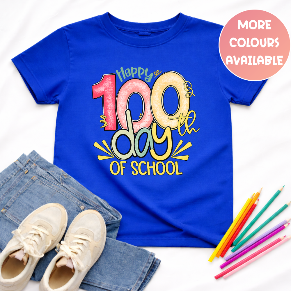 Happy 100 Days of School Shirt | Colourful Kids Tee