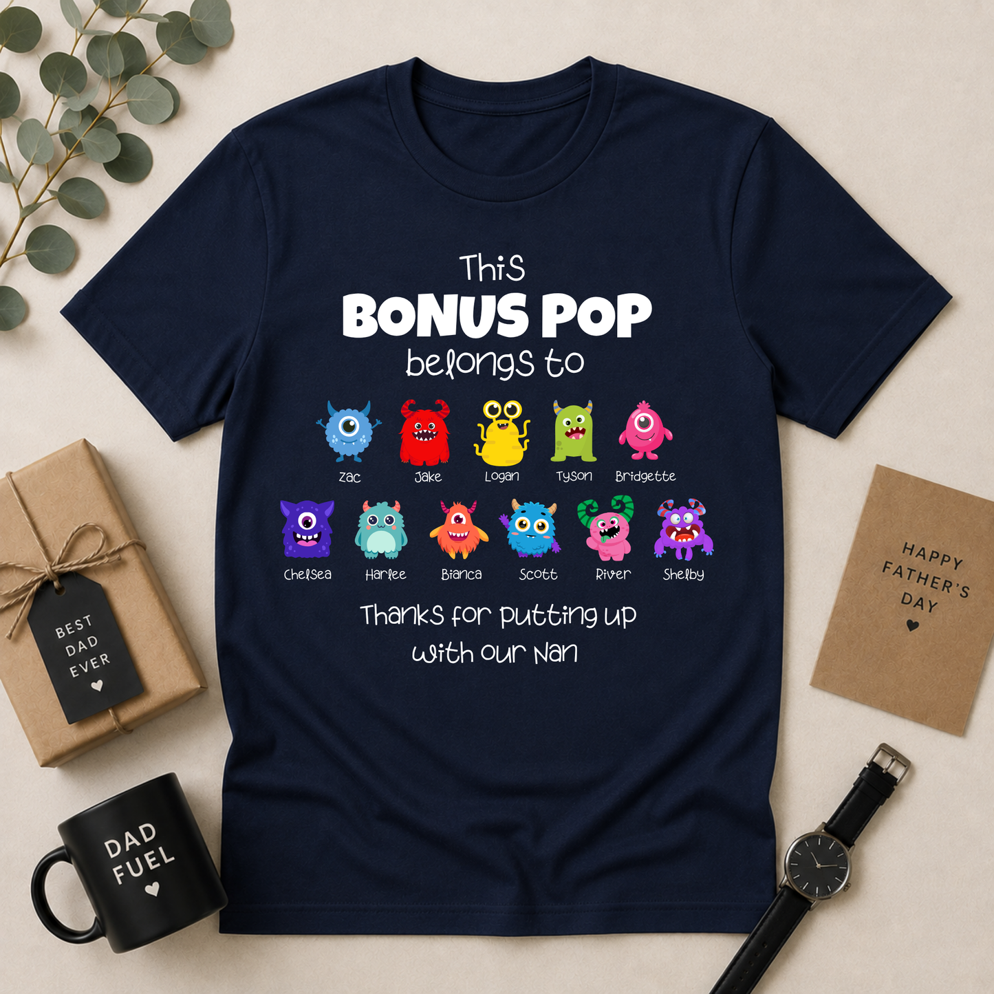 Personalised Poppy Monster T-Shirt | Grandchildren Names