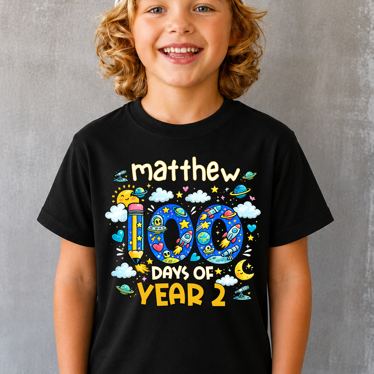 Personalised 100 Days of School Space Shirt