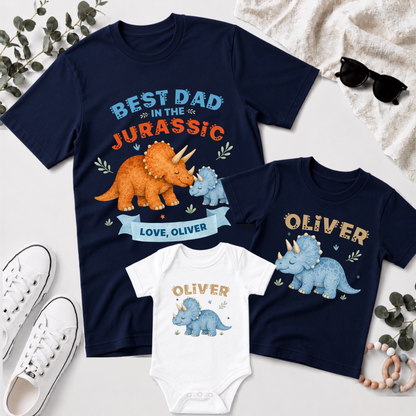 Personalised Dad & Child Dinosaur Matching Shirts