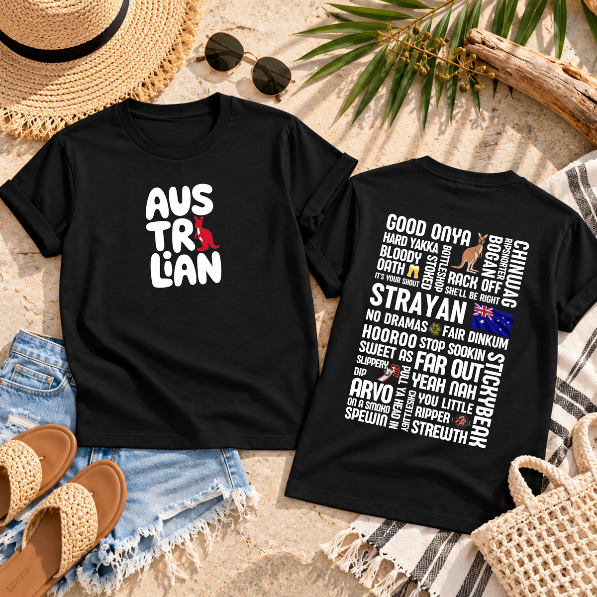 Aussie Slang T-Shirt – Australian Front & Back Print