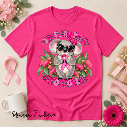 We Wear Pink in October Koala Breast Cancer Awareness Shirt