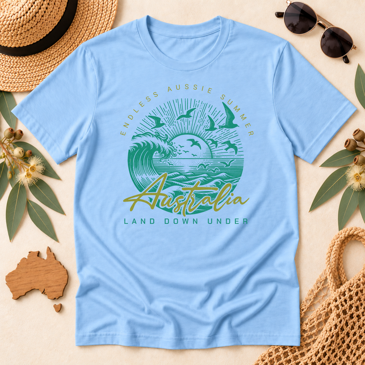 Endless Aussie Summer Australia T-Shirt – Retro Wave Design