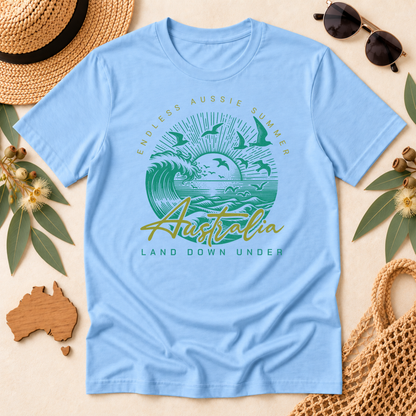 Endless Aussie Summer Australia T-Shirt – Retro Wave Design