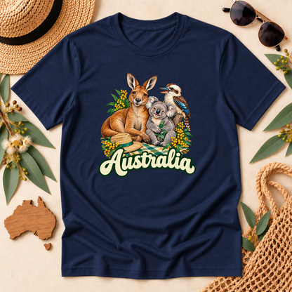 Australia Wildlife T-Shirt – Kangaroo, Koala & Kookaburra