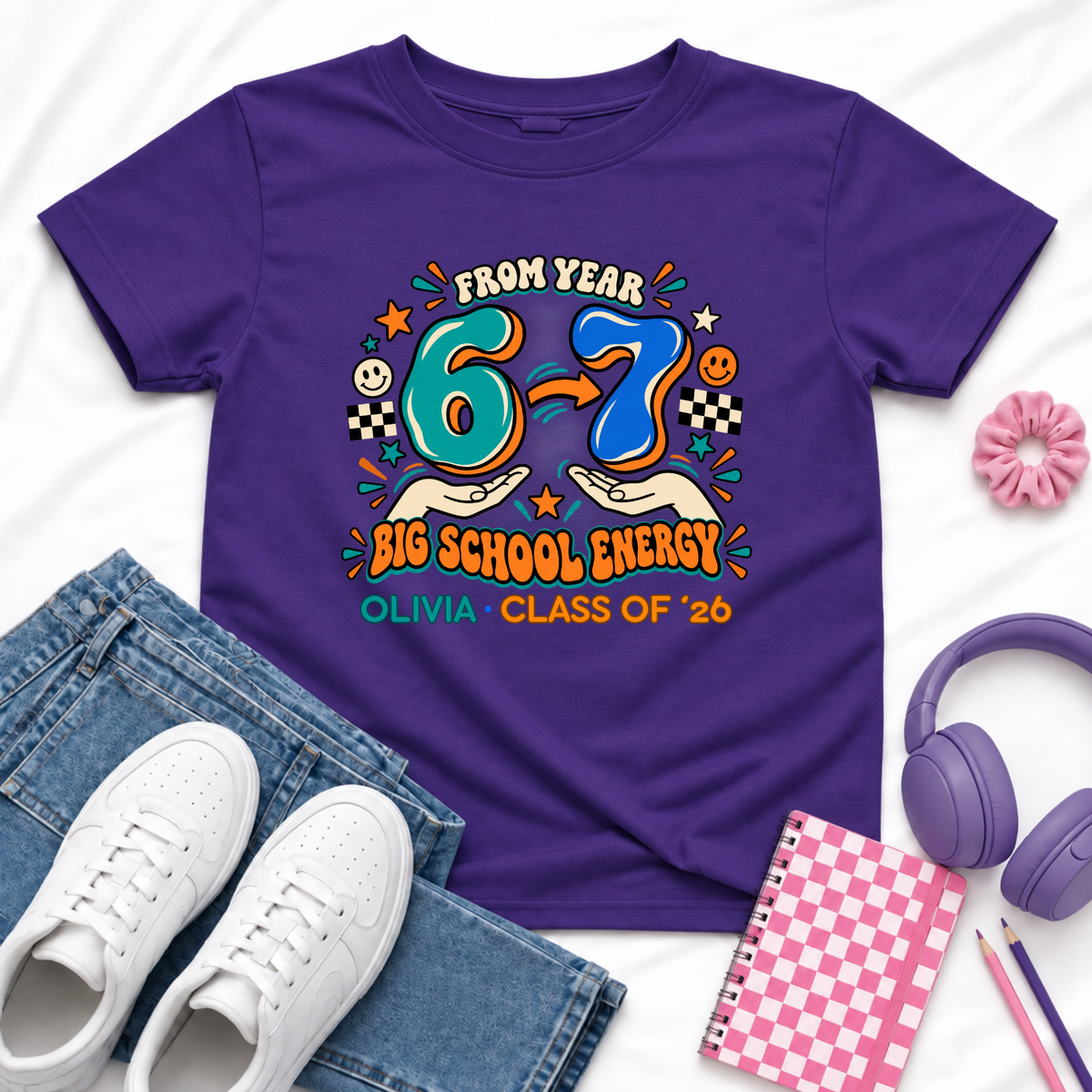 Personalised Year 6 Graduation Shirt Big School Energy