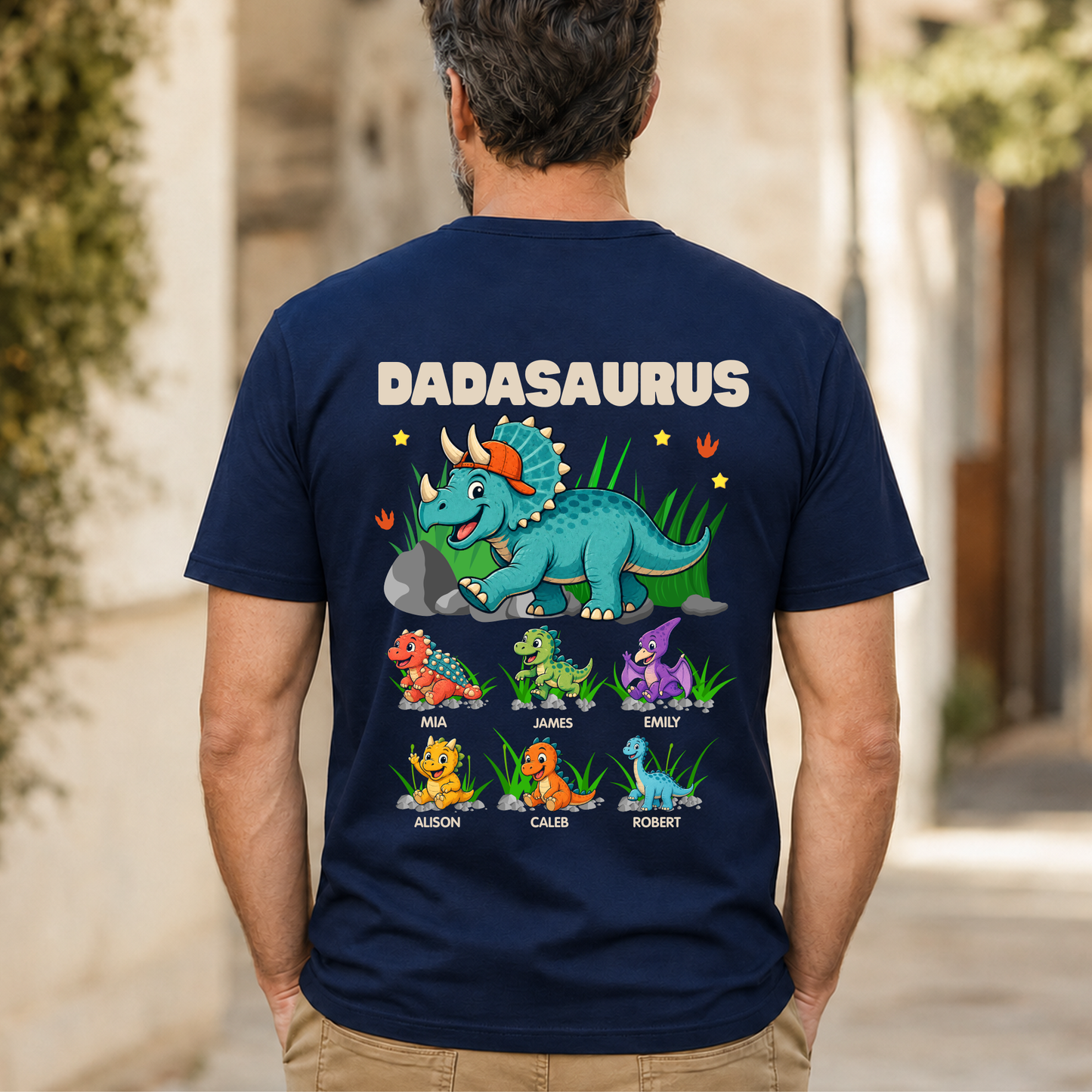 Personalised Dadasaurus Shirt with Kids Names