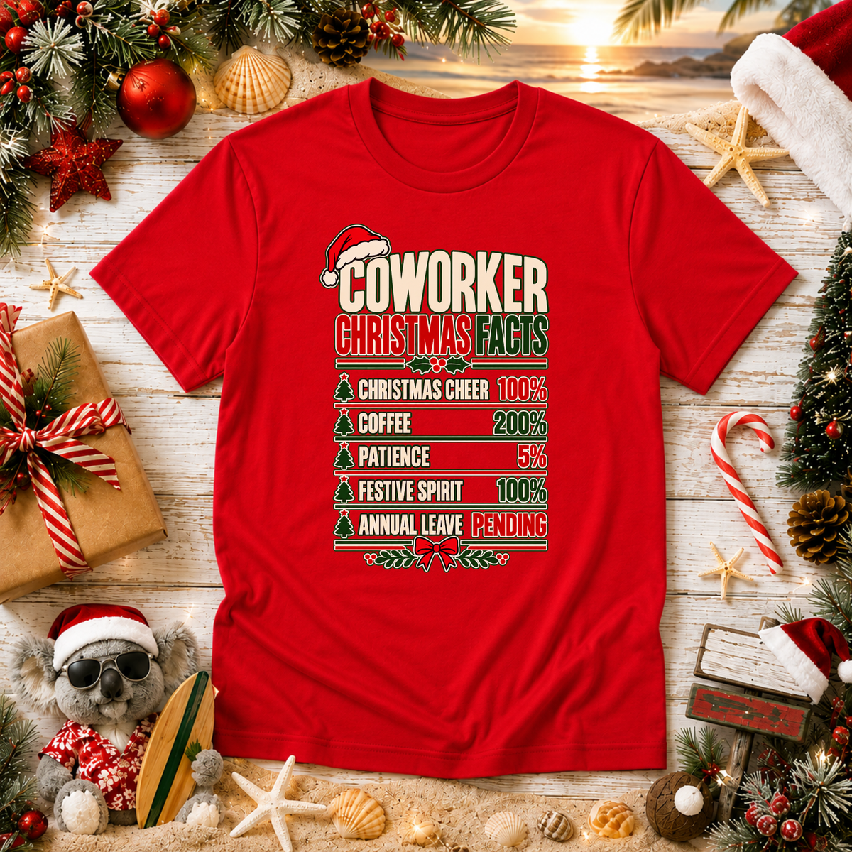 Coworker Christmas Facts T-Shirt – Funny Work Christmas Tee