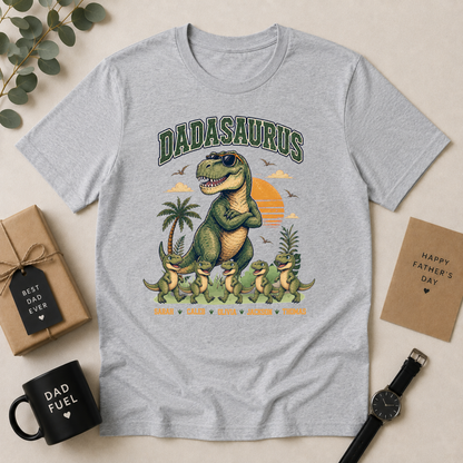 Personalised Dadasaurus Dad Shirt with Kids Names