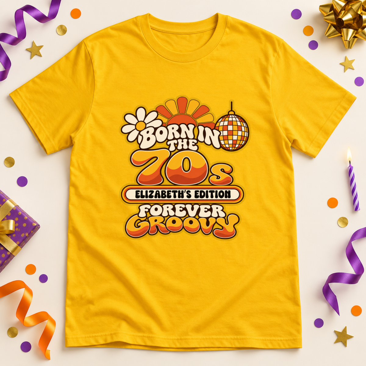 Personalised Born in the 70s T-Shirt