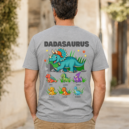 Personalised Dadasaurus Shirt with Kids Names