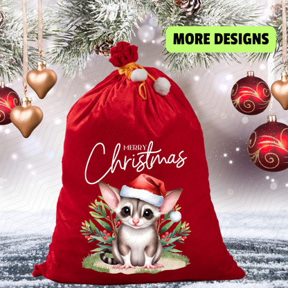 Australian Animals Red Velvet Santa Sack