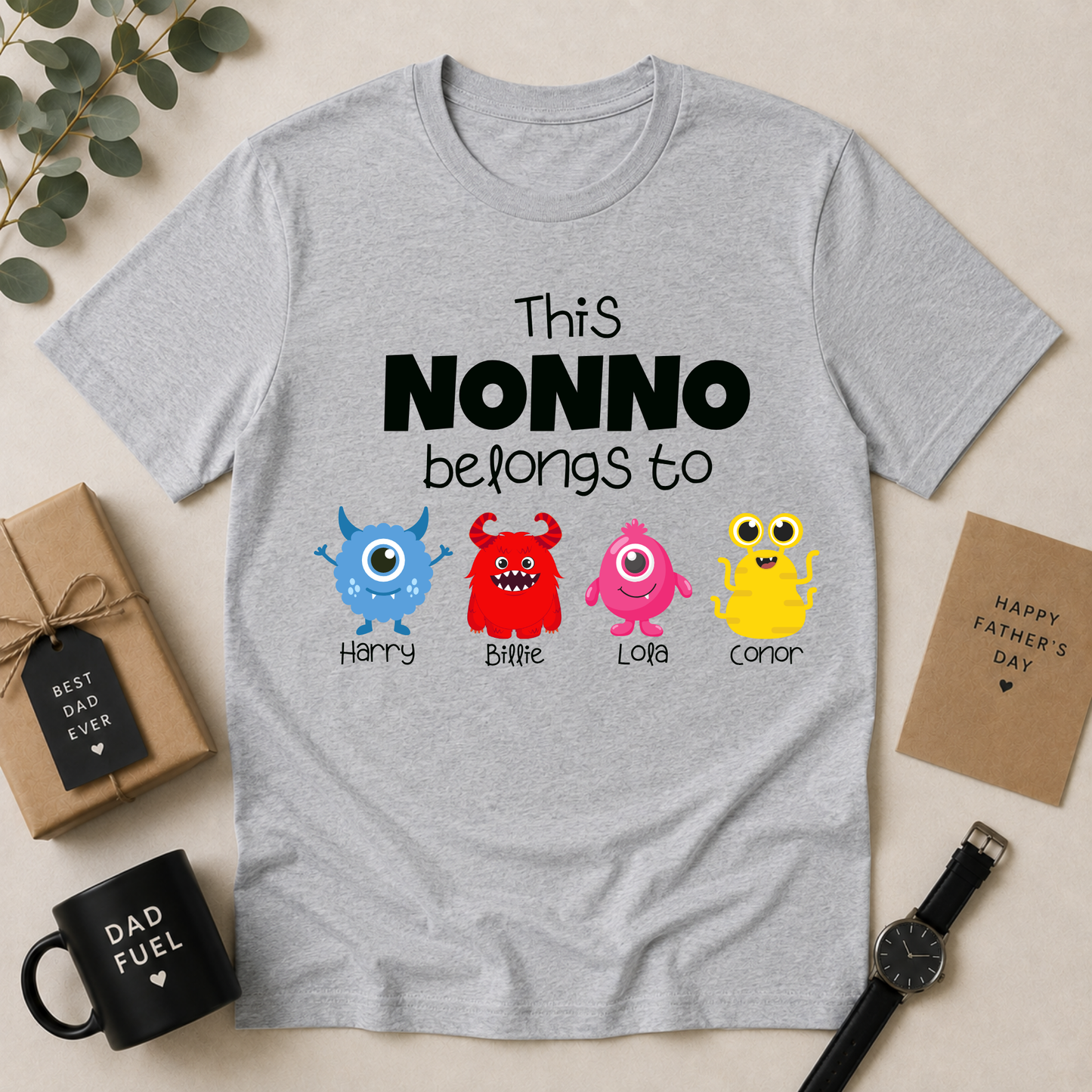 Personalised Poppy Monster T-Shirt | Grandchildren Names