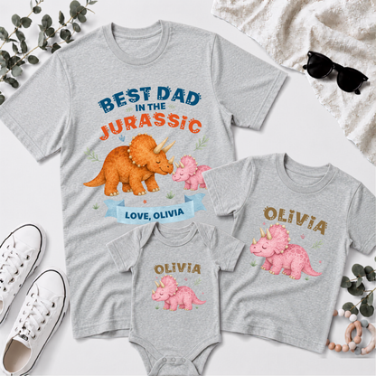 Personalised Dad & Child Dinosaur Matching Shirts