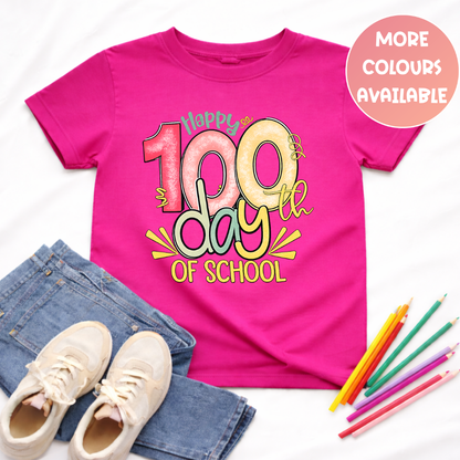Happy 100 Days of School Shirt | Colourful Kids Tee