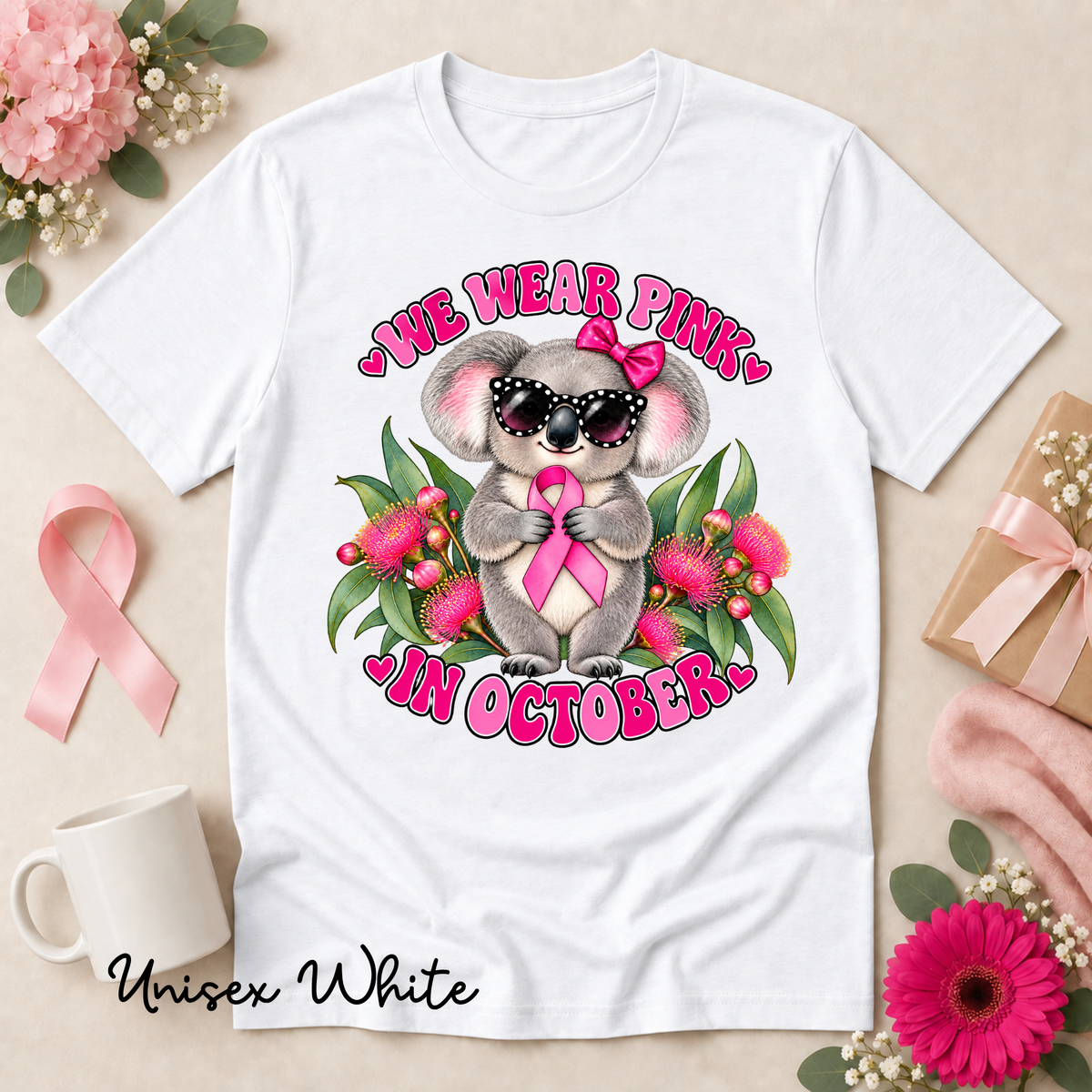 We Wear Pink in October Koala Breast Cancer Awareness Shirt