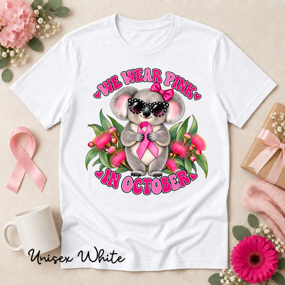 We Wear Pink in October Koala Breast Cancer Awareness Shirt