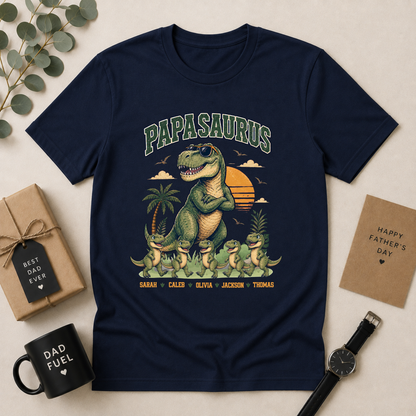 Personalised Papasaurus Dinosaur Dad Shirt