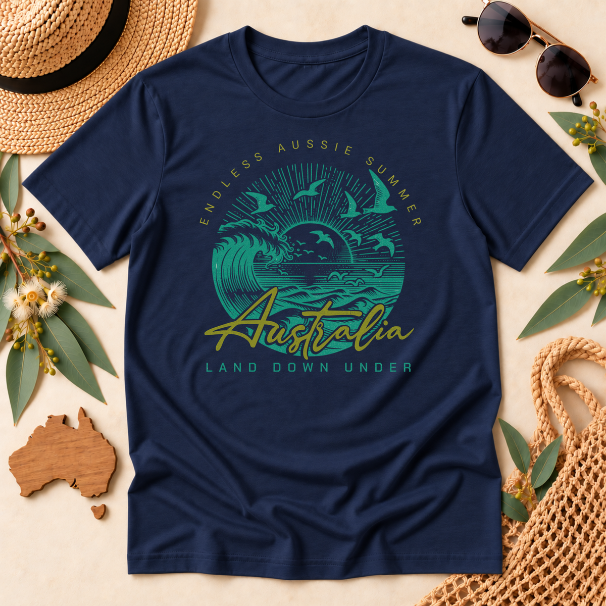 Endless Aussie Summer Australia T-Shirt – Retro Wave Design
