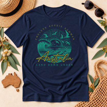 Endless Aussie Summer Australia T-Shirt – Retro Wave Design