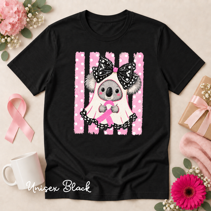 Pink Ribbon Koala Ghost Breast Cancer Awareness Halloween Shirt