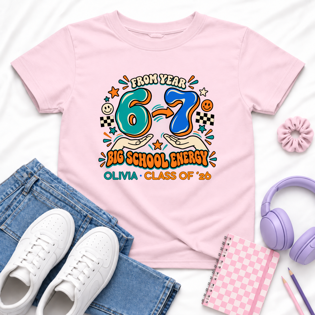Personalised Year 6 Graduation Shirt Big School Energy