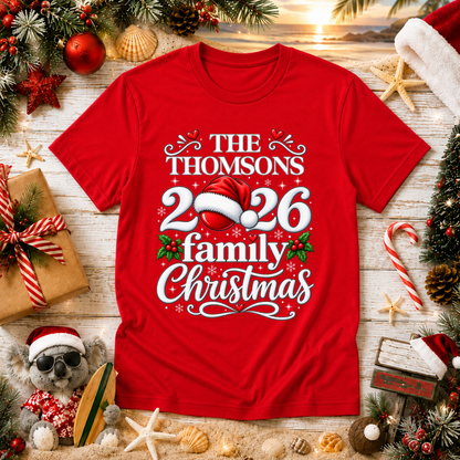 Personalised Family Christmas T-Shirt – Custom Name & Year