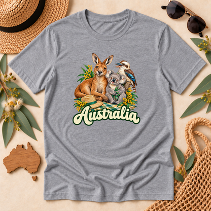 Australia Wildlife T-Shirt – Kangaroo, Koala & Kookaburra