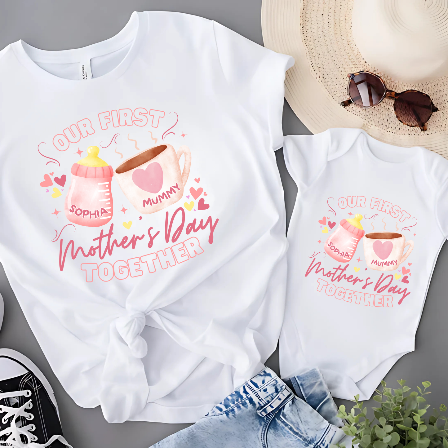Matching Personalised Our First Mother's Day Set