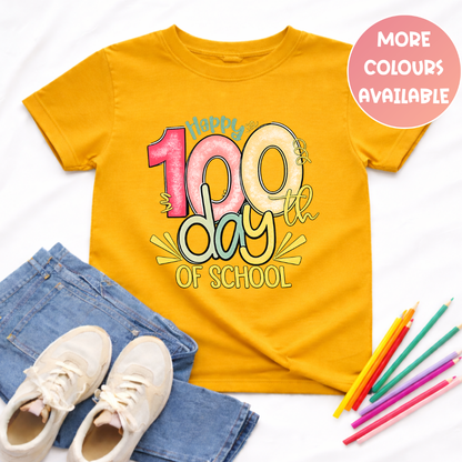 Happy 100 Days of School Shirt | Colourful Kids Tee