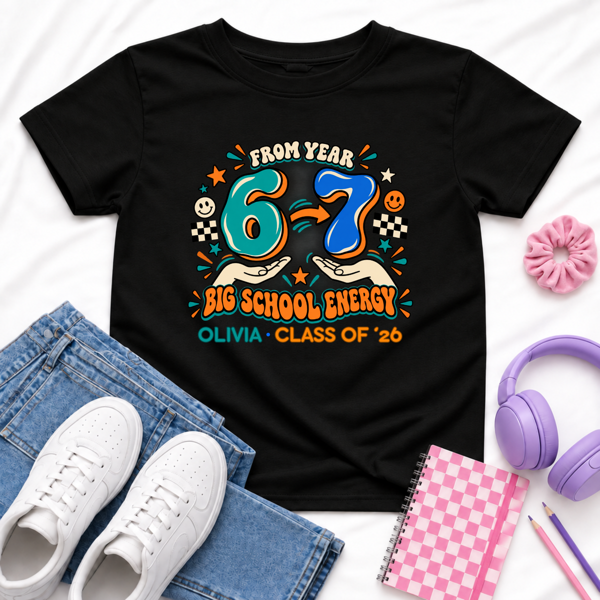 Personalised Year 6 Graduation Shirt Big School Energy