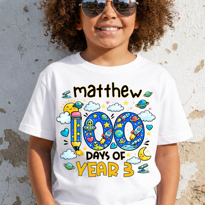 Personalised 100 Days of School Space Shirt