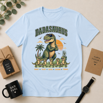 Personalised Dadasaurus Dad Shirt with Kids Names