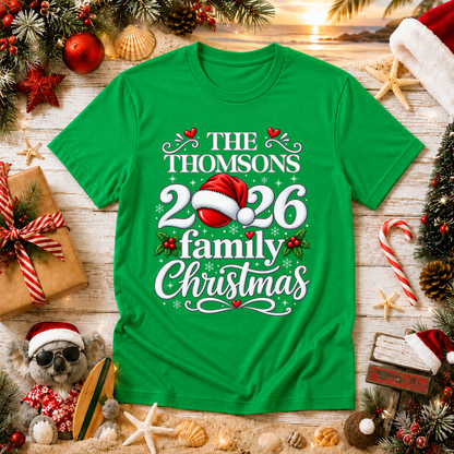 Personalised Family Christmas T-Shirt – Custom Name & Year